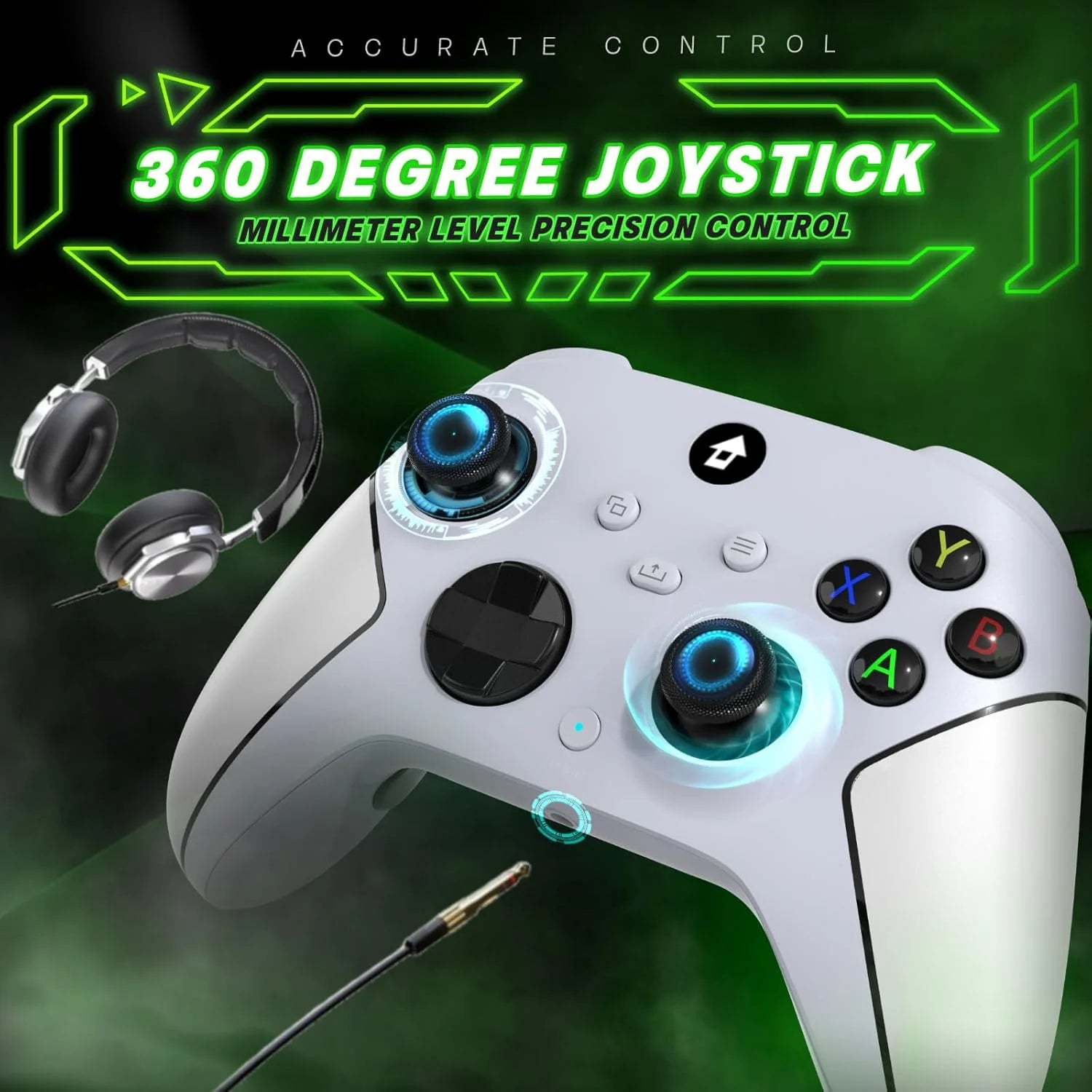 Upgraded 7 Colors RGB Wireless Controller XB023 for XBOX,Steam with Dual Vibration,Auto Turbo Function,2.4G Adapter&Programmable