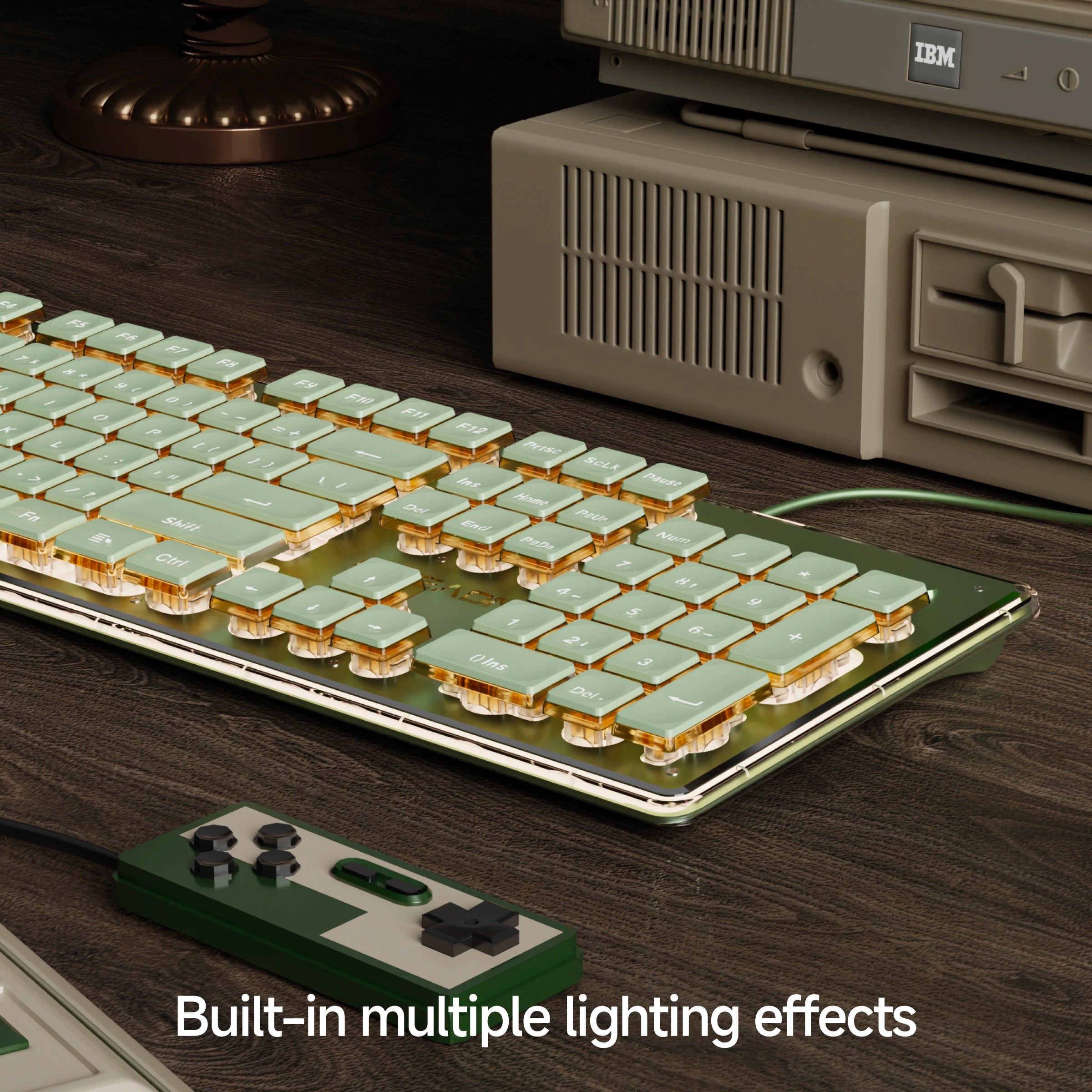 EWEADN V3 Gaming wired Keyboard backlit, green Office keyboard silent full size slim,Compatible with Windows/Laptop/ PC, Desktop