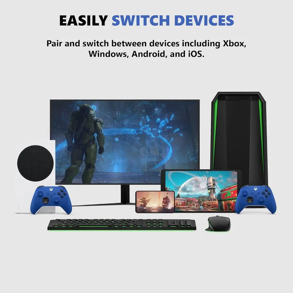 Bluetooth Controller - Shock Blue - USB - Compatible with Xbox Series X|S, One, PC, Android, iOS, Tablet - 19-Button - 90-Day Wa