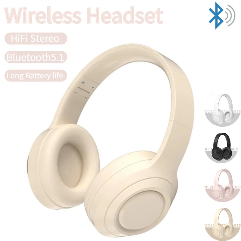 Wireless Bluetooth Headphones Over Ear HIFI Stereo Headsets Noise Reduction Sports Gaming Earphones Music Player with Mic Gifts