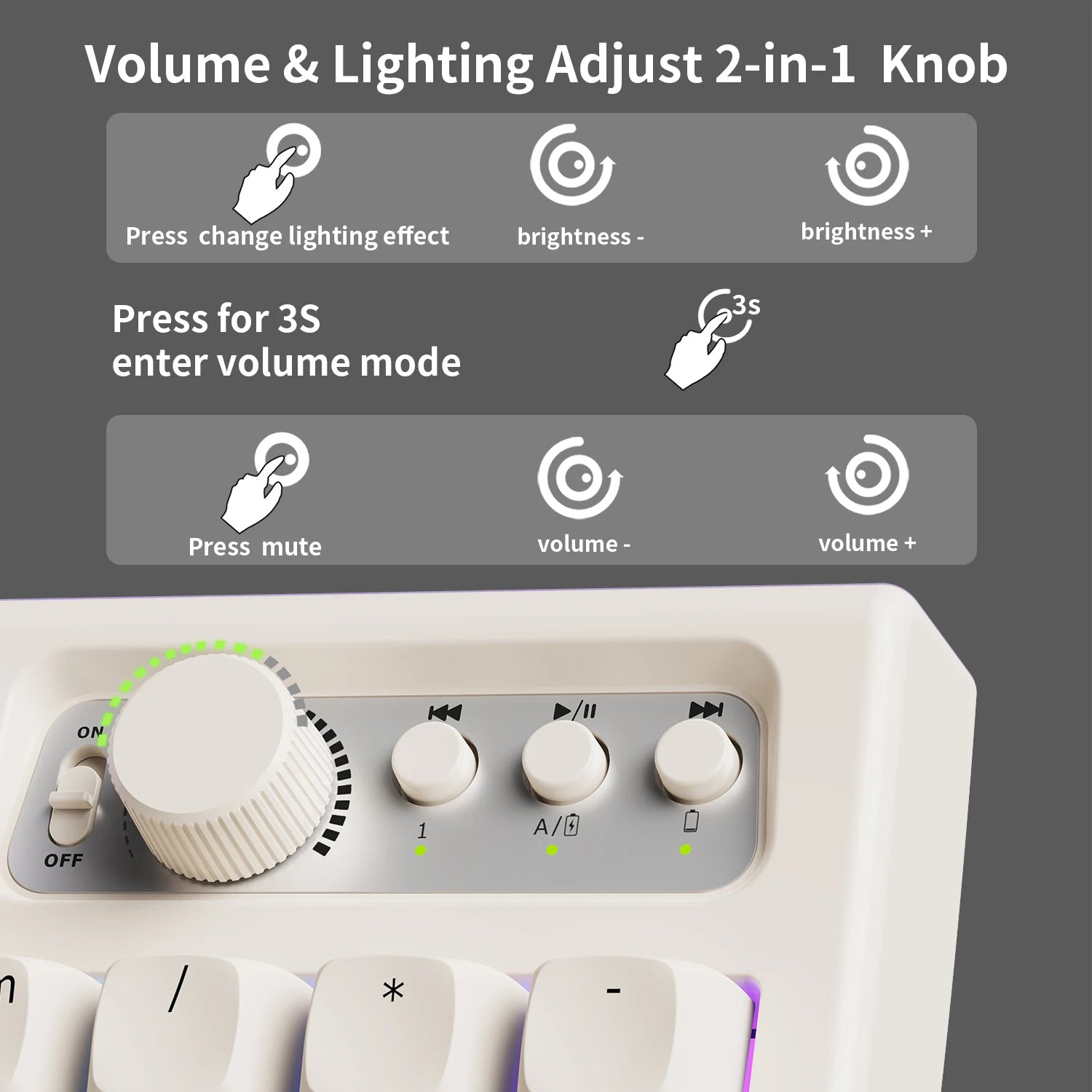 EWEADN V97 Cute Creamy Keyboard, Bluetooth/2.4GHz Gaming Keyboard Wireless with RGB Backlit, Rechargeable, Quiet, for PC Gamer