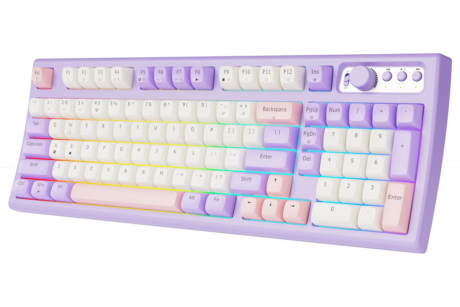 EWEADN V97 Cute Creamy Keyboard, Bluetooth/2.4GHz Gaming Keyboard Wireless with RGB Backlit, Rechargeable, Quiet, for PC Gamer