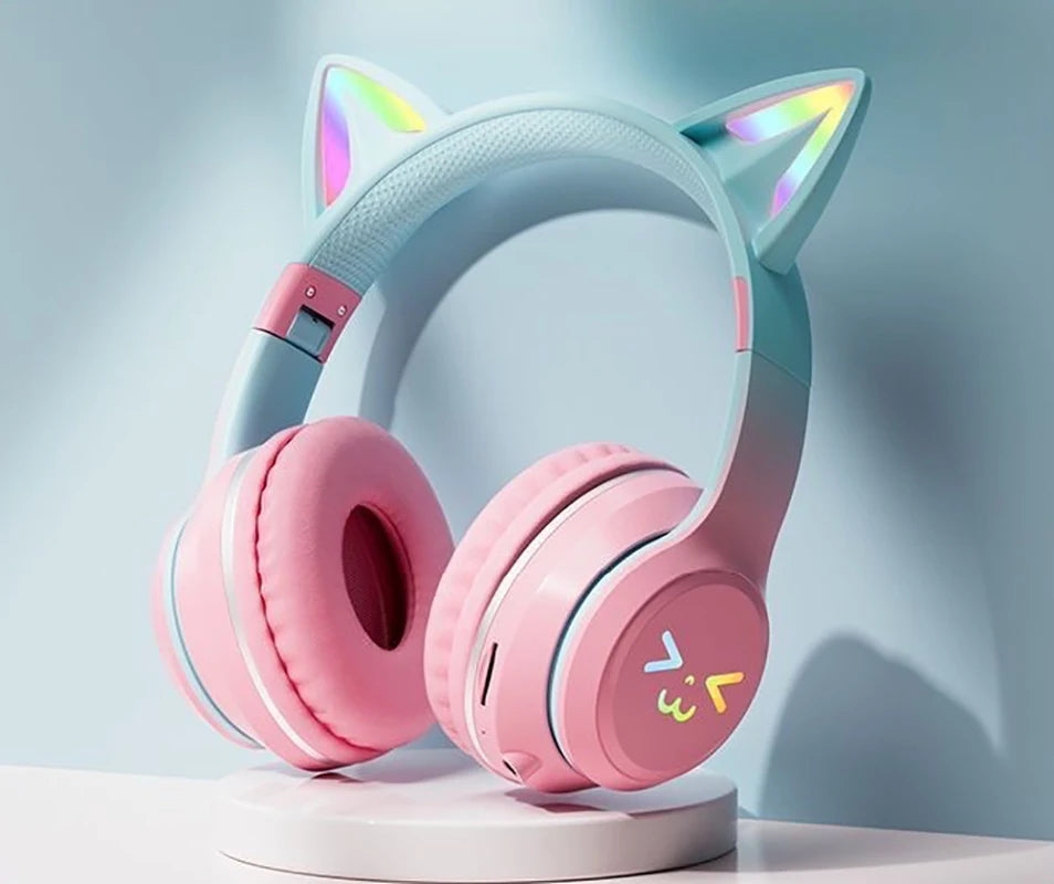 Cool cute wireless headsets Bluetooth headphones noise cancellation great bass stereo foldable headset music Sport game earphone