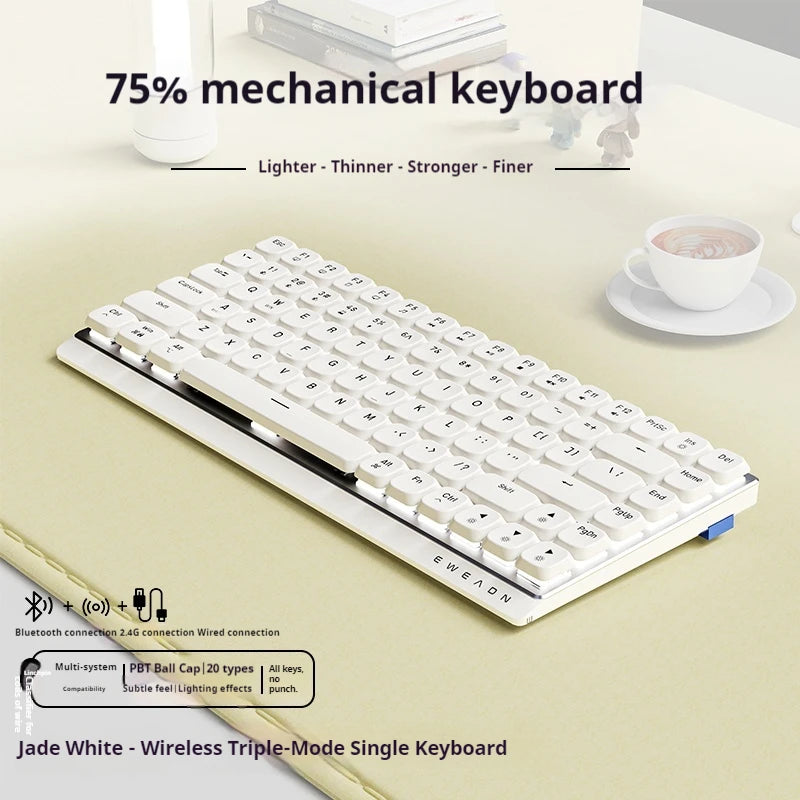 EWEADN MK84 Low-Profile Mechanical Gaming Keyboard, Wireless Bluetooth Tri-mode, Portable, Stylish Design for Gaming & Office
