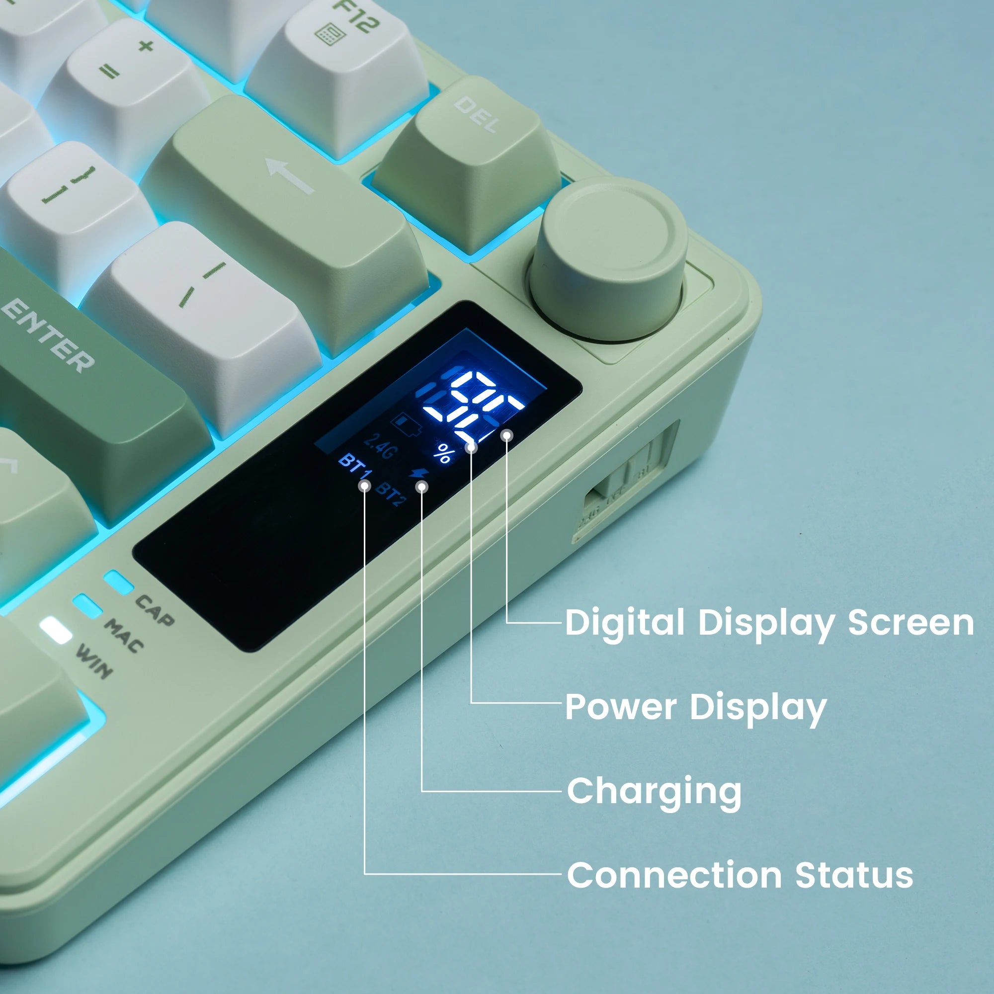 Womier DK75 75% Wireless Membrane Keyboard 3-Mode Bluetooth/2.4G/USB-C RGB Backlit Keyboard with Knob&Screen for PC/Mac Gamer