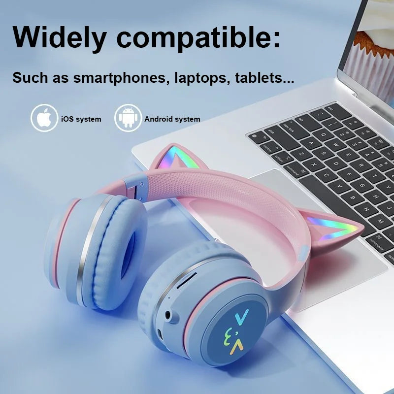 Cool cute wireless headsets Bluetooth headphones noise cancellation great bass stereo foldable headset music Sport game earphone